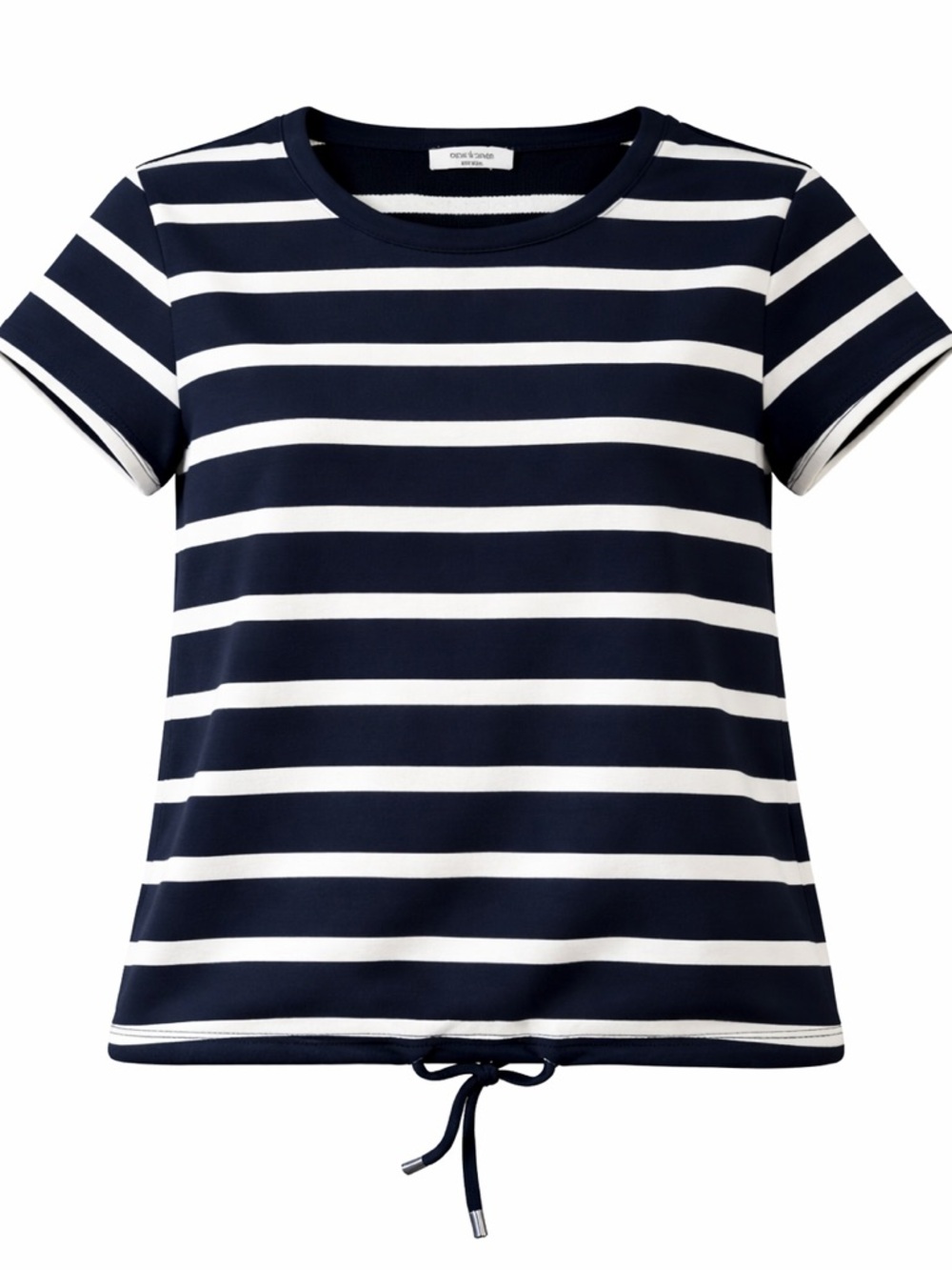 Cable & Gauge Navy & White Striped Short-Sleeve Tee Preppy Nautical drawstring